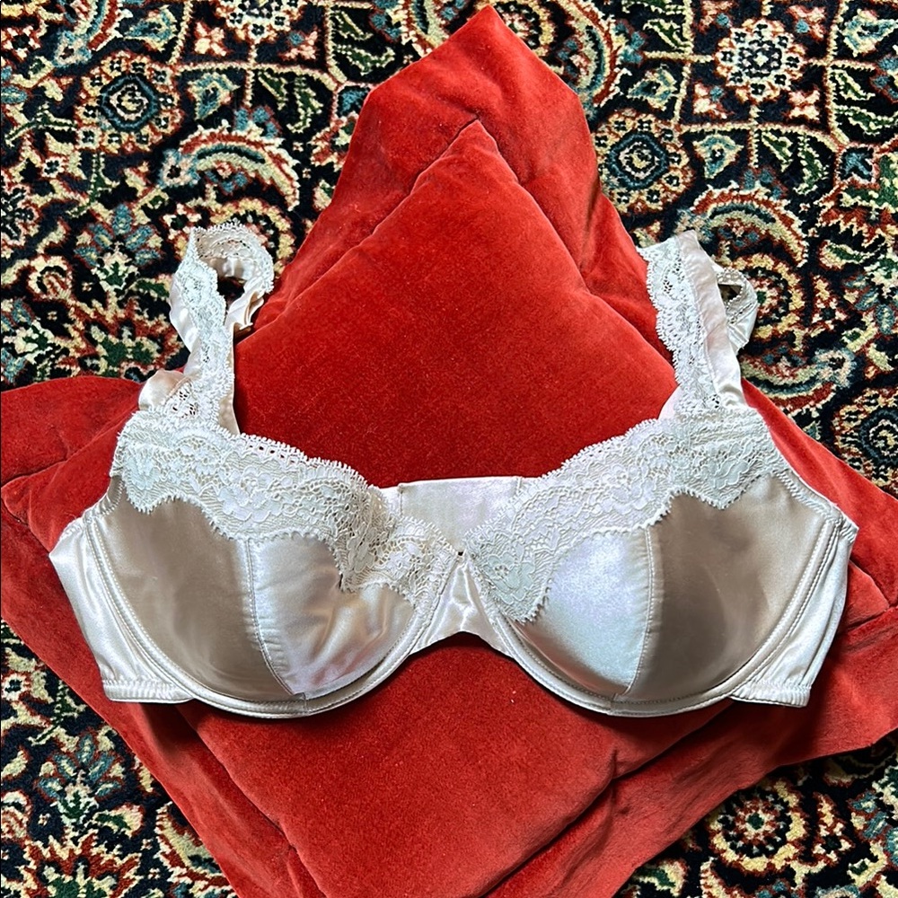 Stella McCartney NWOT pale pink silk and lace bra 36C